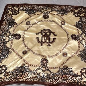 Elegant Cream and Brown Scarf with Monogram